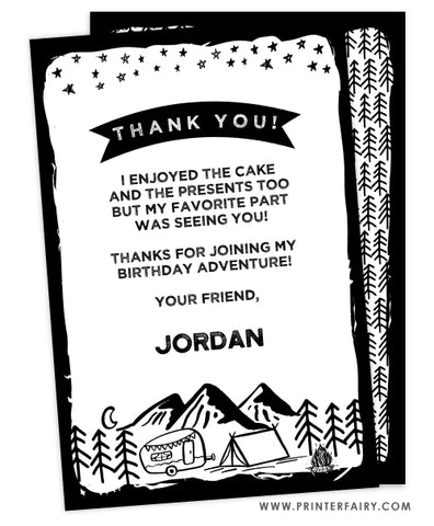Camping Thank You Card