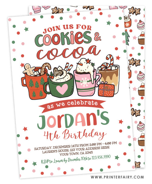 Christmas Cookies & Cocoa Birthday Invitation