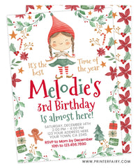 Christmas Elf Birthday Invitation