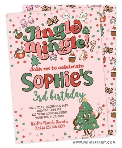 Christmas Jingle Mingle Birthday Invitation