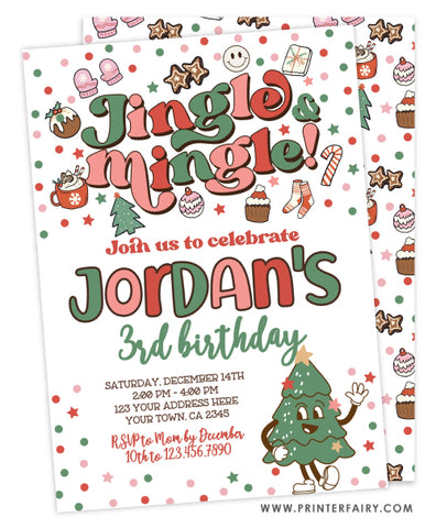 Christmas Jingle Mingle Birthday Invitation