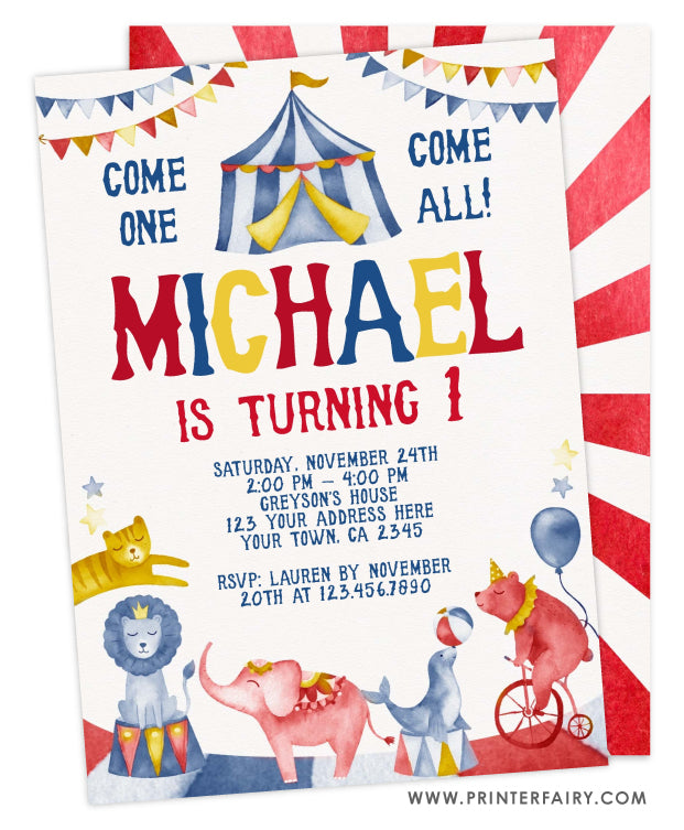 Circus Birthday Invitation