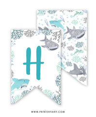 Cute Sharks Birthday Banner