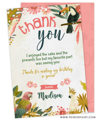 Tropical Birds Birthday Thank You Card