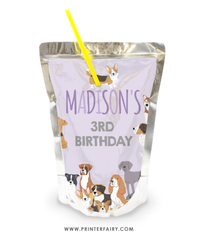 Puppy Adoption Birthday Drink Pouch Label