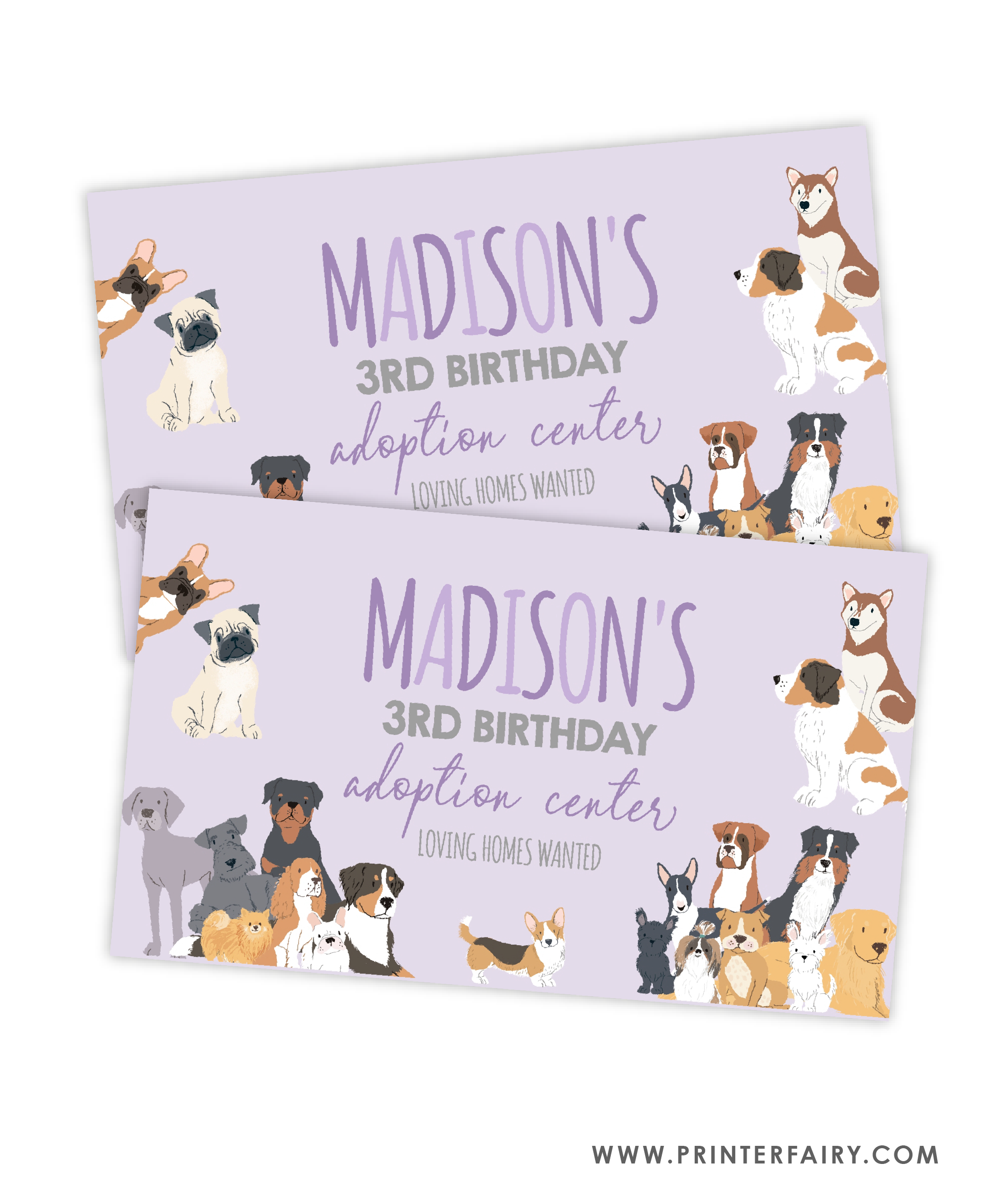 Puppy Adoption Birthday Gable Box Label