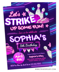 Bowling Birthday Party Invitation