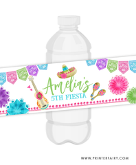 Fiesta Birthday Water Bottle Label