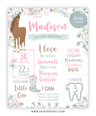 Floral Horse Birthday Board