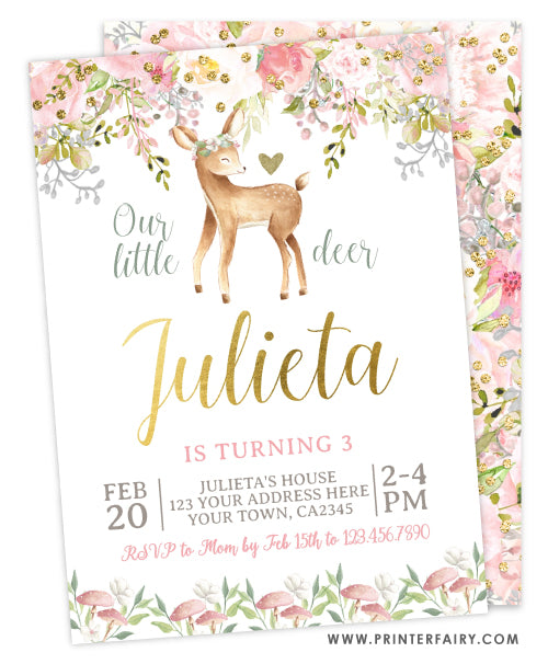 Deer Birthday Invitation