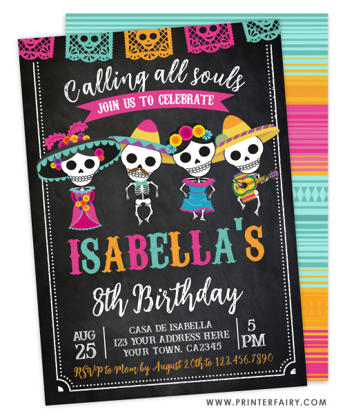 Dia de los Muertos Birthday Invitation