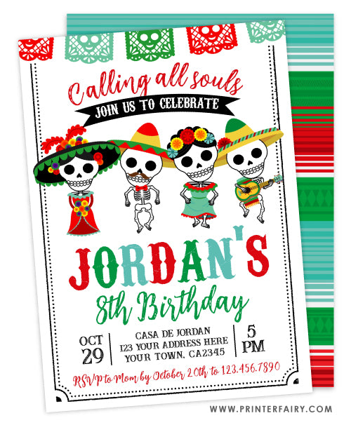 Dia de los Muertos Birthday Invitation