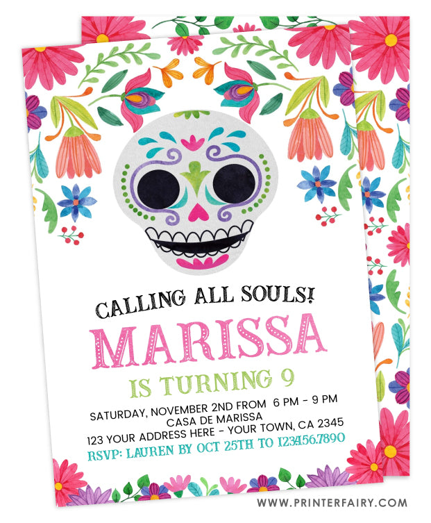 Día de los Muertos Birthday Invitation