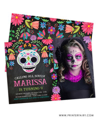 Día de los Muertos Birthday Invitation with Photo