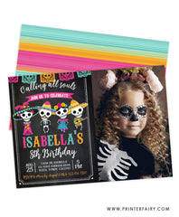 Dia de los Muertos Birthday Invitation with photo