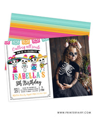 Dia de los Muertos Birthday Invitation with photo