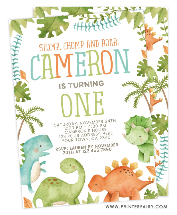 Dinosaur Birthday Invitation | PrinterFairy