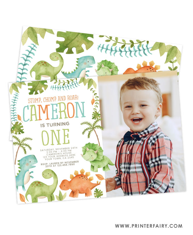 Dinosaur Birthday Invitation with Picture