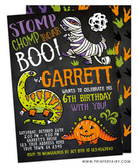 Dinosaurs Halloween Birthday Invitation