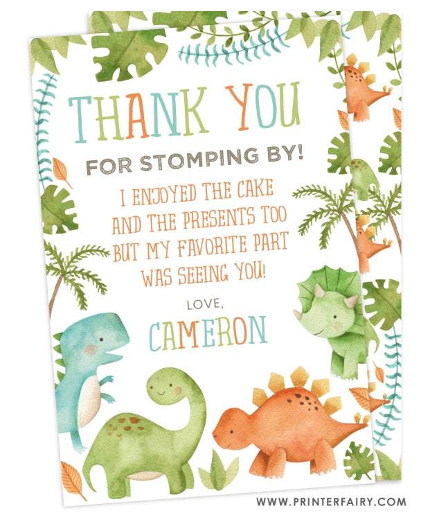 Dinosaur Party Thank You Card