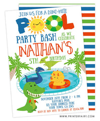 Dinosaur Pool Party Invitation