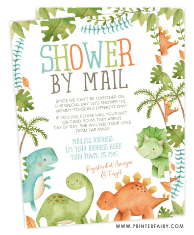 Dinosaur Shower by Mail Invitation