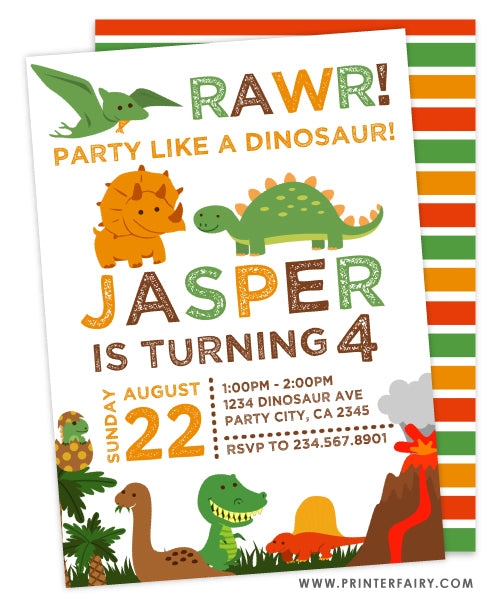 Dinosaurs Birthday Party Invitation