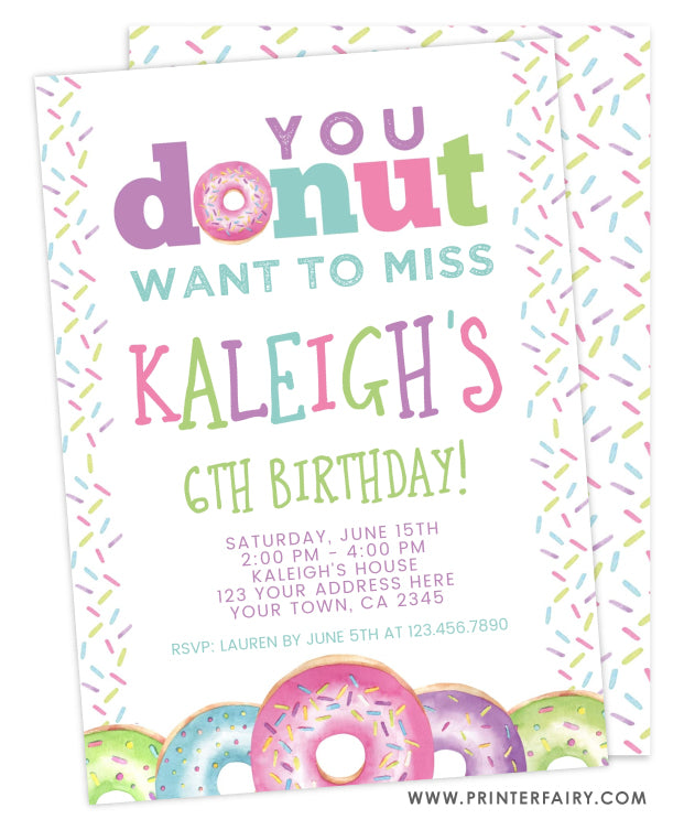 Donut Birthday Party Invitation
