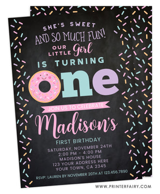 Donut First Birthday Invitation