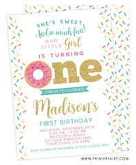 Donut First Birthday Invitation