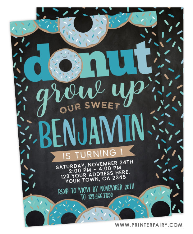 Donut Grow Up Birthday Invitation