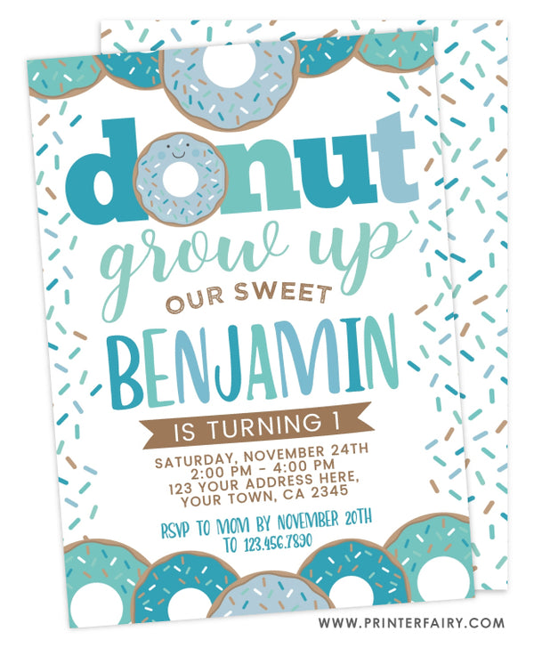 Donut Grow Up Birthday Invitation