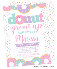 Donut Grow Up Birthday Invitation