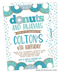 Donuts and Pajamas Birthday Invitation