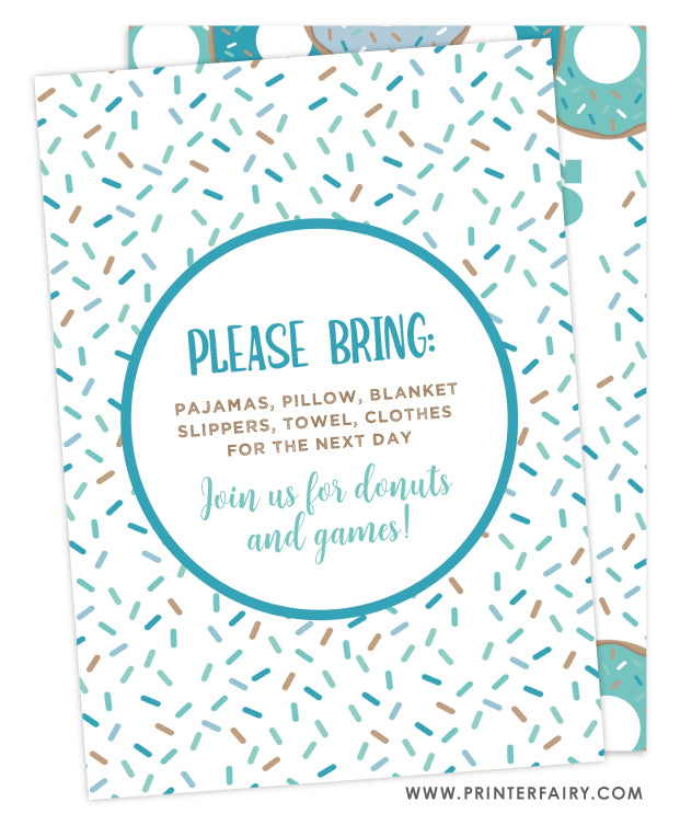 Donuts and Pajamas Birthday Invitation