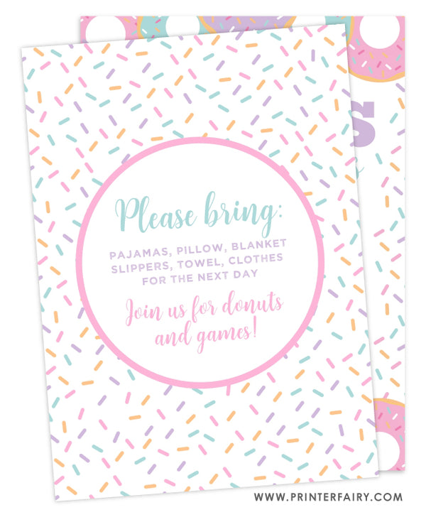 Donuts and Pajamas Birthday Invitation