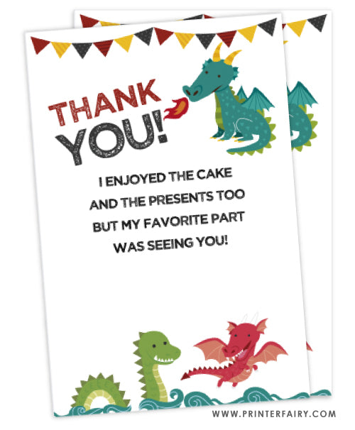 Dragon Party Thank You Cards