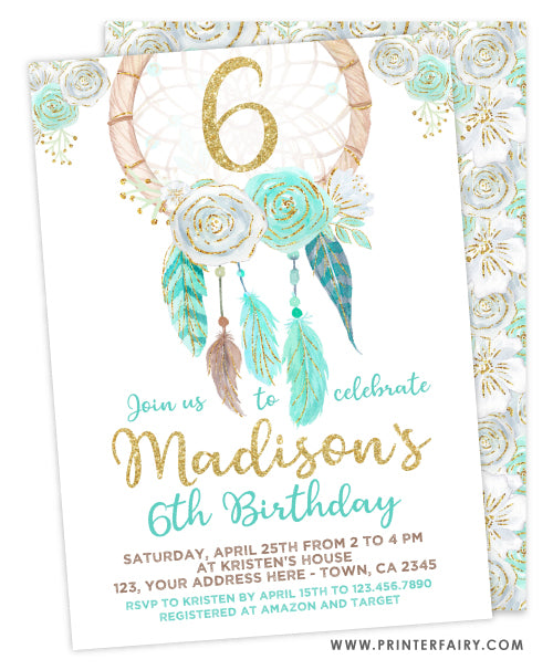 Dreamcatcher Birthday Invitation