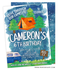 Drive By Camping Birthday Invitation