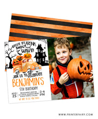 Drive By Halloween Birthday Invitation with Photo