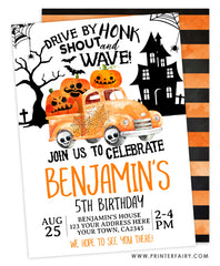 Drive By Halloween Birthday Invitation