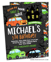 Drive By - Halloween Birthday Parade Party Invitation