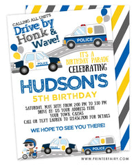 Drive By Police Birthday Parade Invitation