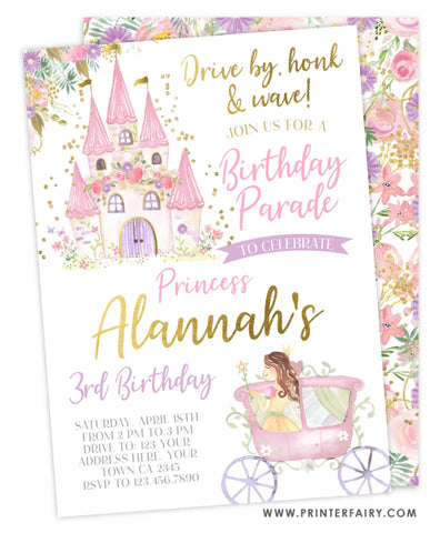 Drive By Princess Invitation Floral