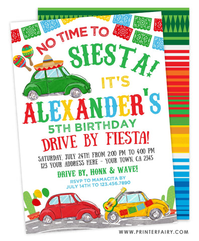 Drive By Fiesta Birthday Invitation