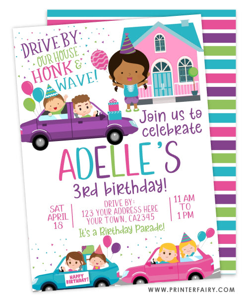 Drive Through Birthday Party Invitation