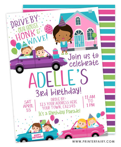 Drive Through Birthday Party Invitation