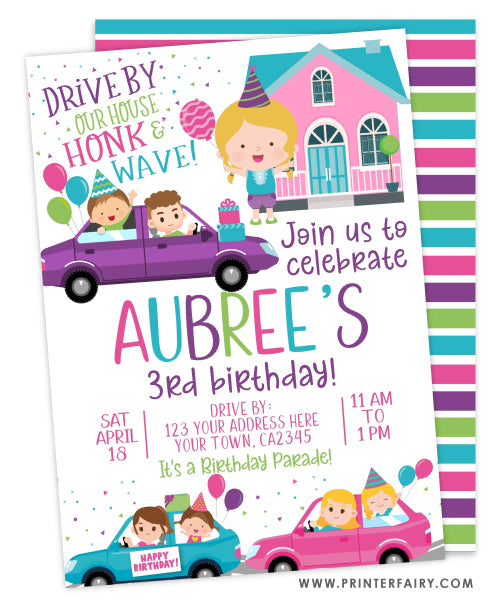 Drive Through Birthday Party Invitation