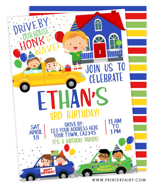 Drive Through Birthday Party Invitation