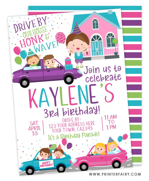 Drive Through Birthday Party Invitation